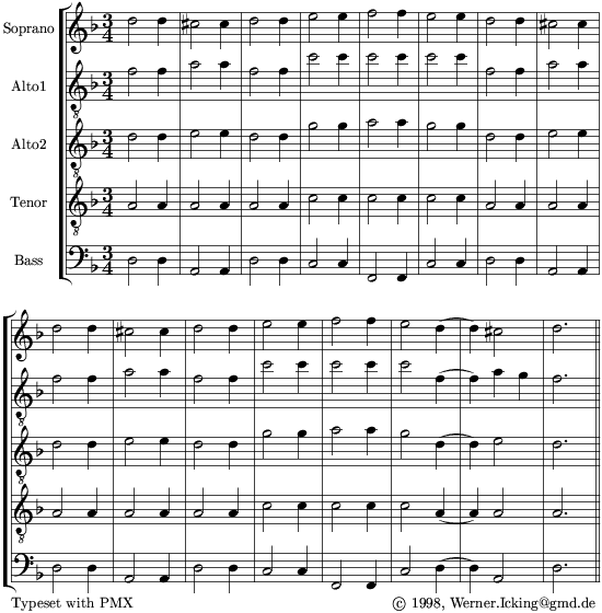 Eccles, opening score for recorder quintet - 23kB