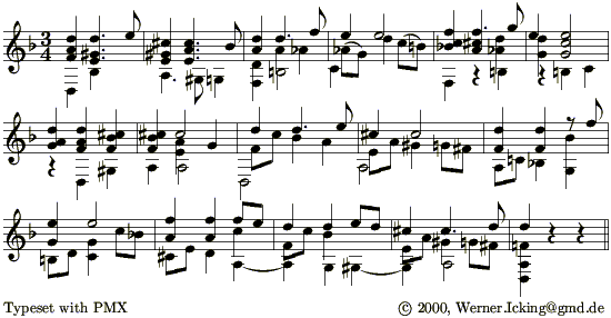 Ponce, theme of Variations sur 'Folia de España' et Fugue, opening score - 13Kb