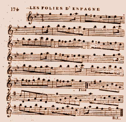 Folia for melody instrument collected by Wilson 