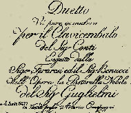 title page of sheet music Conti for the comic opera La Pastorelle Nobile- 15 kB