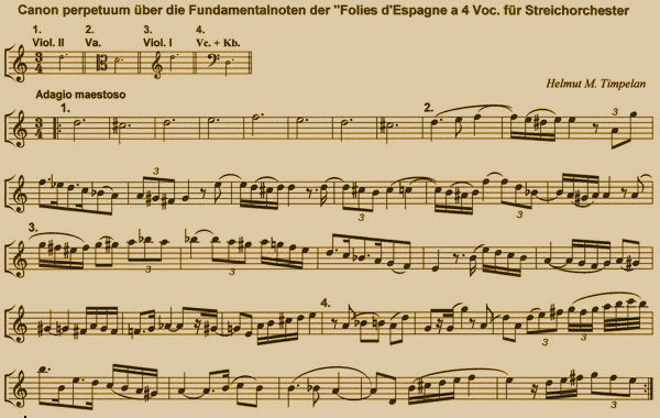 sheet music Canon perpetuum über "Folies d'Espagne 15kB